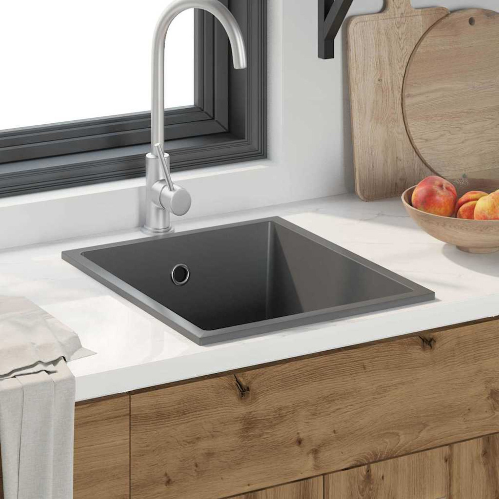 vidaXL Grey Granite Kitchen Sink 38 x 44 x 20cm Image 3