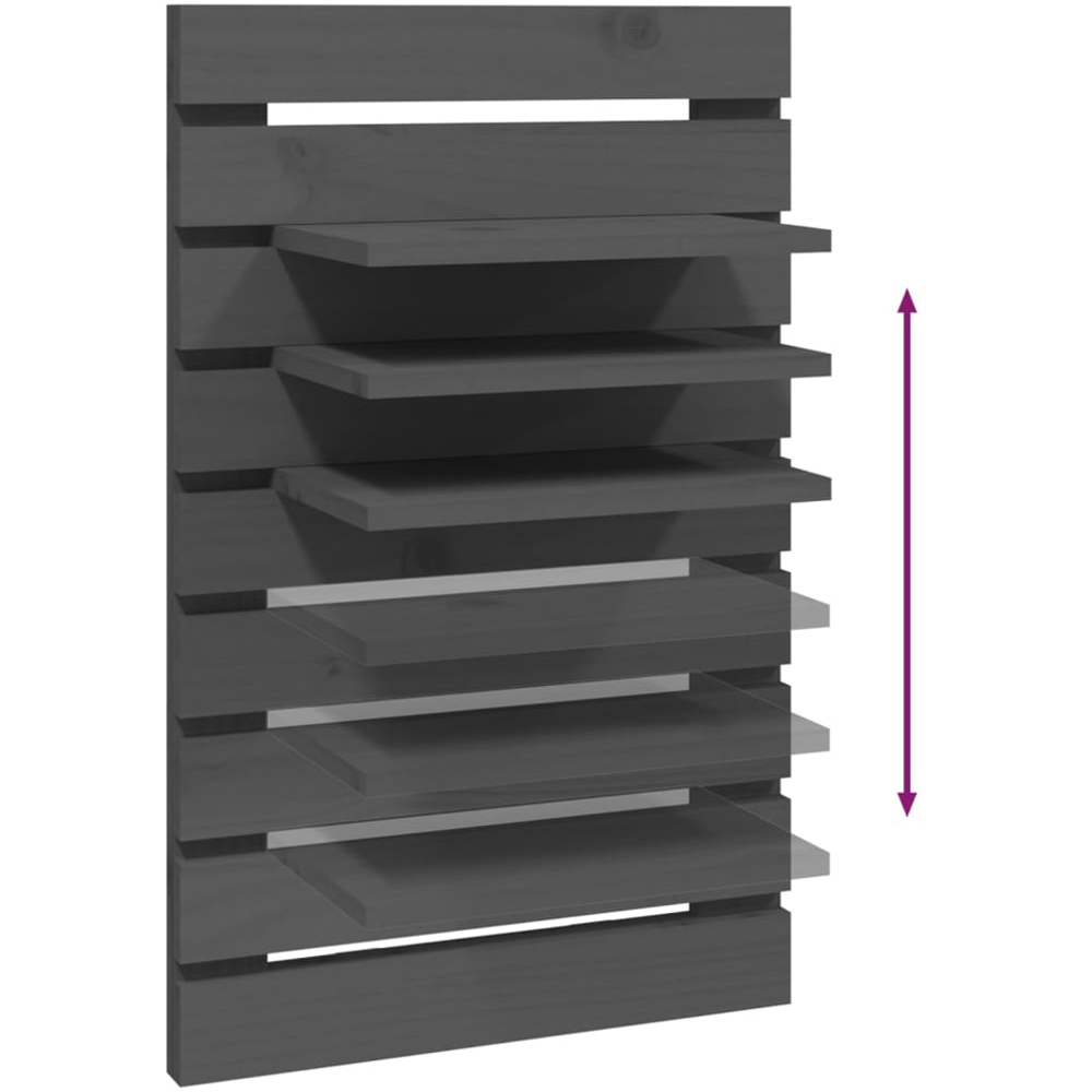 vidaXL Grey Solid Pine Wooden Wall Mounted Bedside Table 2 Pack Image 7