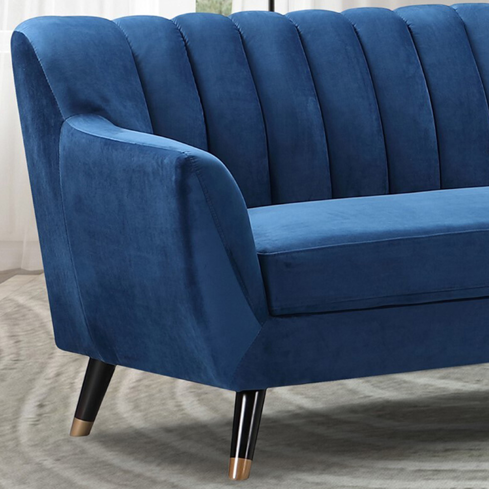 Morgan 2 Seater Blue Plush Velvet Sofa Image 2