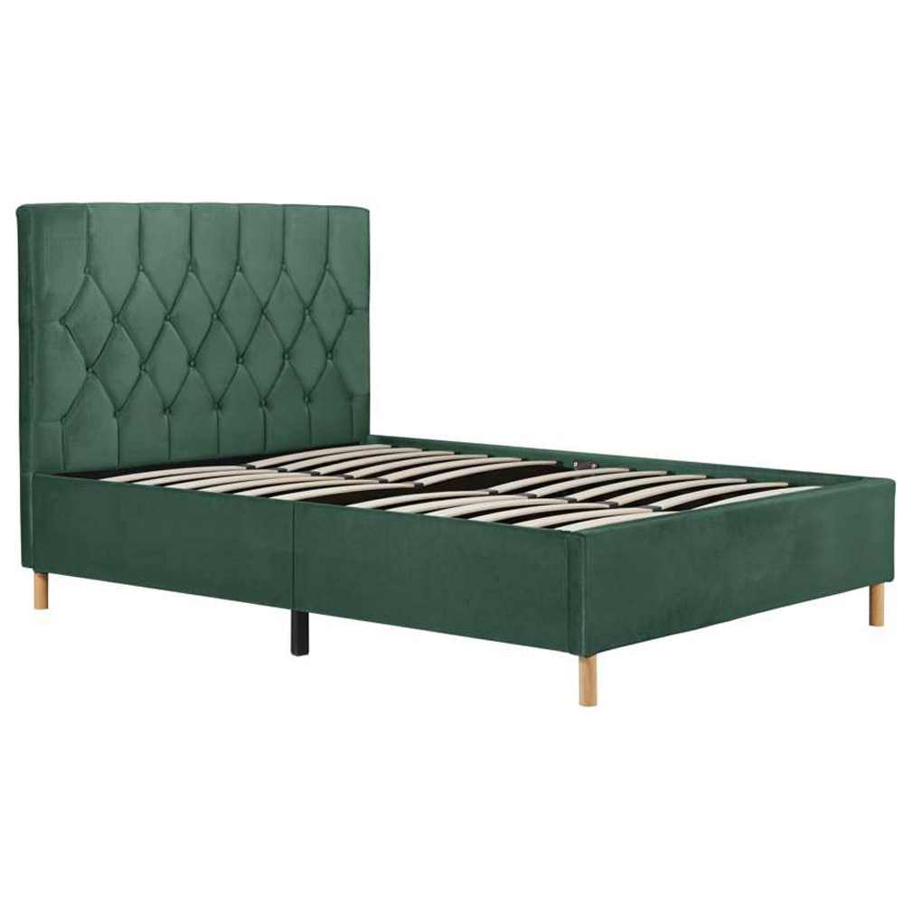 Loxley Double Green Fabric Bed Image 2