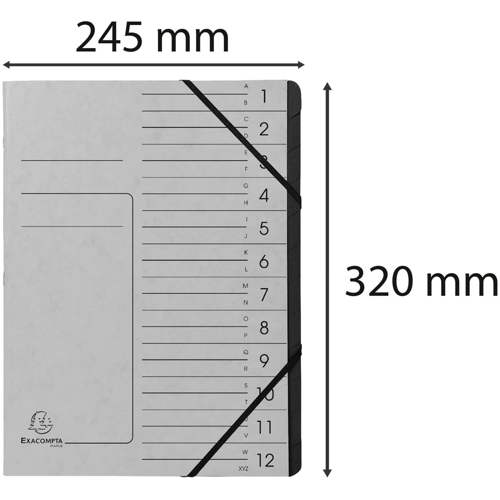 Exacompta A4 12 Compartment Grey Stapled Multipart File with Elastic 10 Pack Image 7