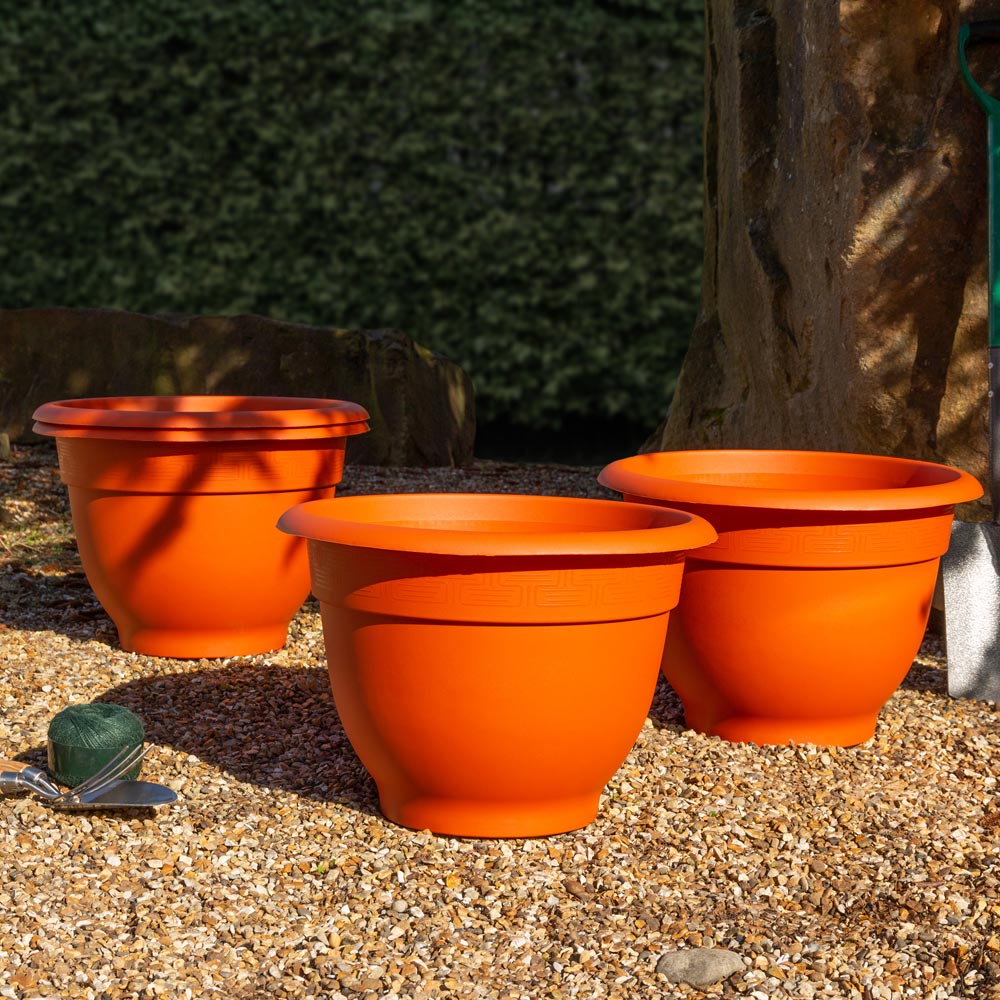 Wham Bell Pot Terracotta Recycled Plastic Round Planter 48cm 4 Pack Image 2