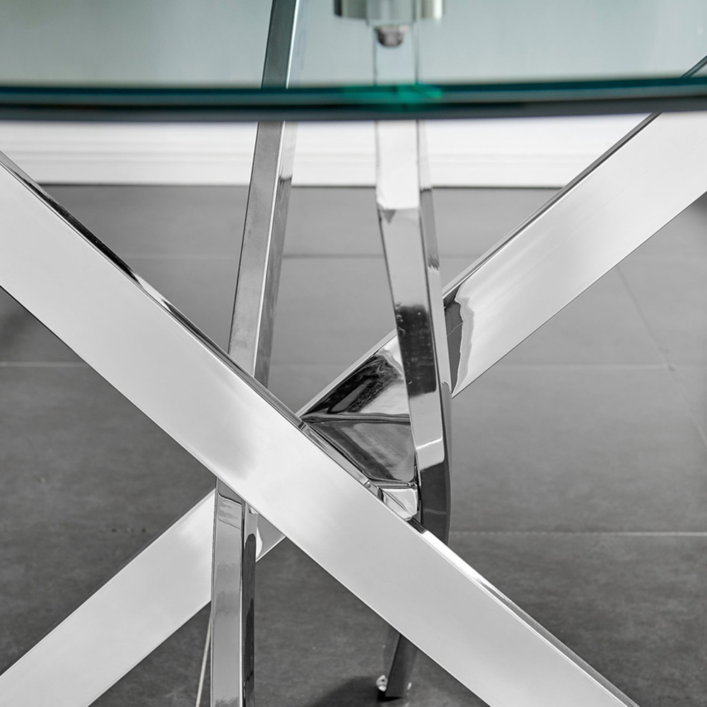 Furniturebox Arona Cesano 6 Seater Round Dining Set Blue and Chrome Image 5