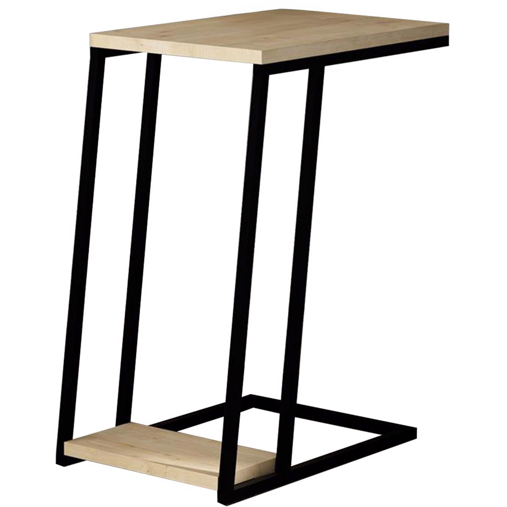 FWStyle Pal 2-Tier Oak Metal L Shaped Sofa End Table Image 3