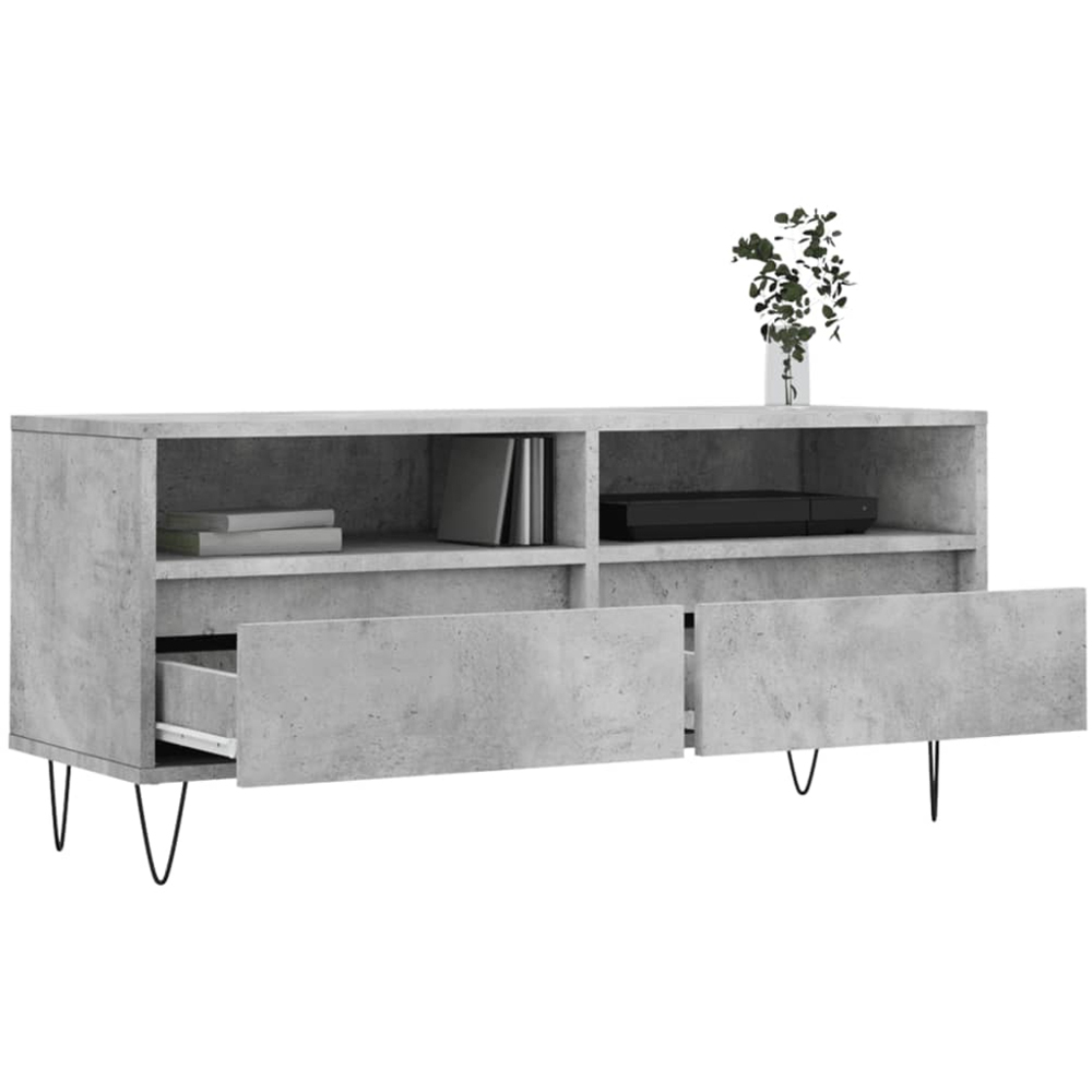 vidaXL 2 Drawer 2 Shelf Concrete Grey TV Cabinet Image 4