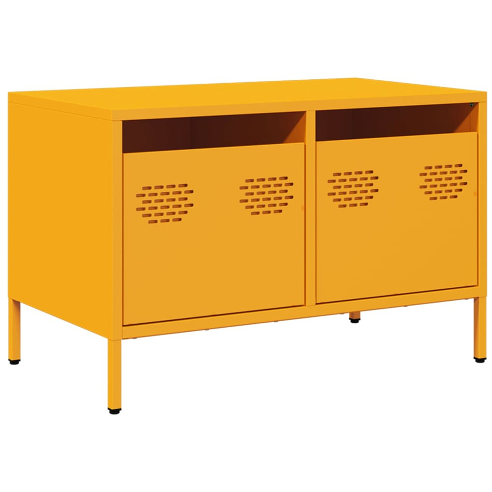 vidaXL 2 Drawer Yellow Steel TV Cabinet Image 2