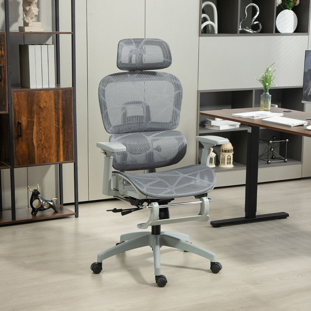 Portland Grey Ergonomic Swivel Office Chair Swivel with 3D Armrest Image 3