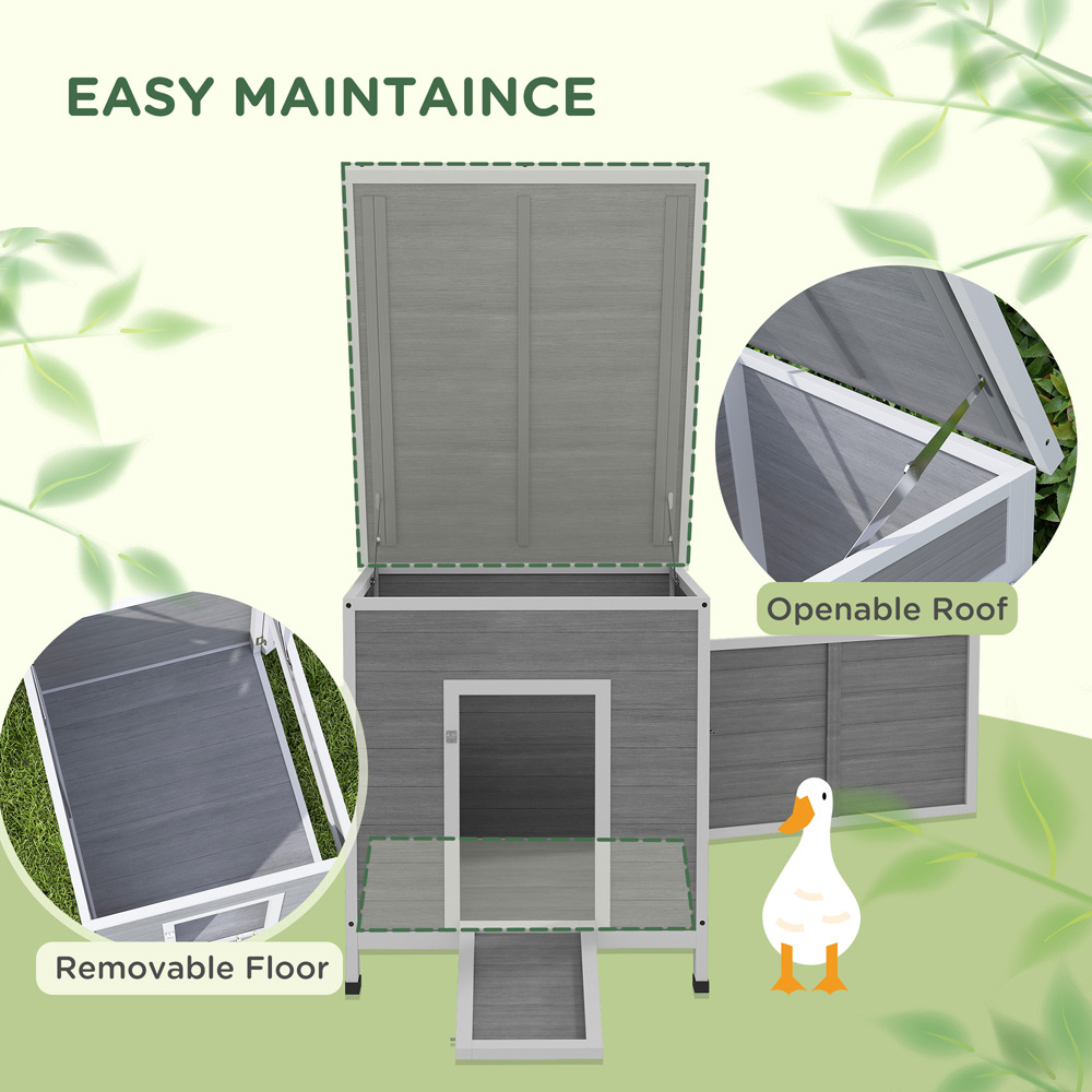 PawHut 76 x 63cm Grey Wooden Duck House Image 4