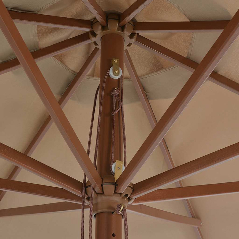 vidaXL Taupe Garden Parasol with Wooden Pole 3.5m Image 4