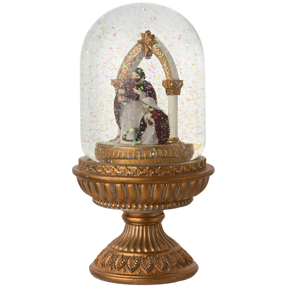 The Seasonal Gift Co Regal Tidings Nativity Cloche Snow Globe Christmas Decoration 17cm Image 3