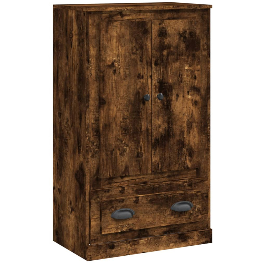 vidaXL 2 Door Single Drawer Smoked Oak Highboard Image 2