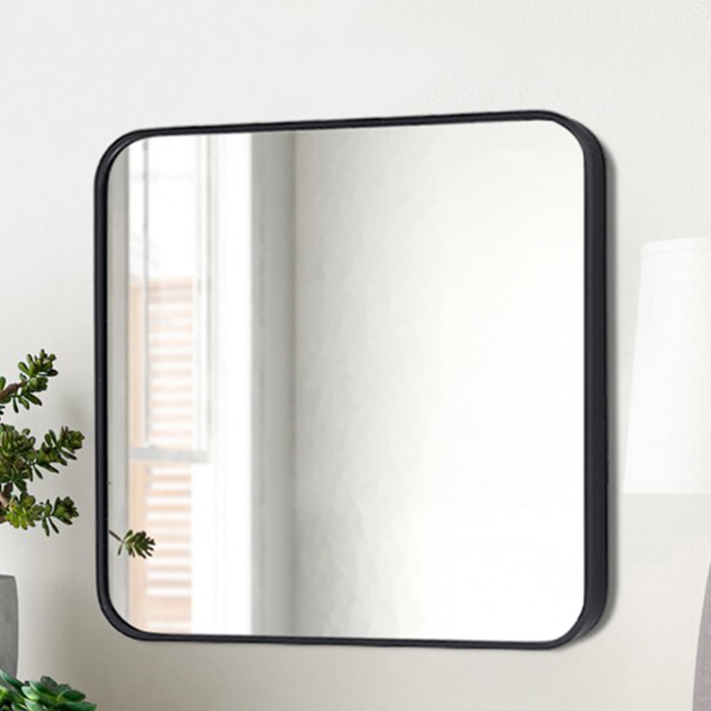 Living and Home Large Aluminium Alloy Black Frame Square Wall Mirror 70 x 70cm Image 2
