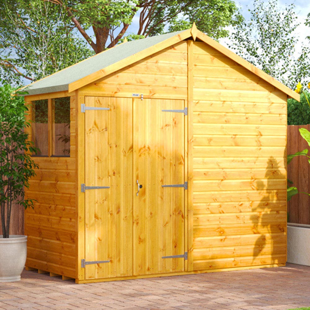 Power Sheds 4 x 8ft Double Door Apex Wooden Shed with Window Image 2