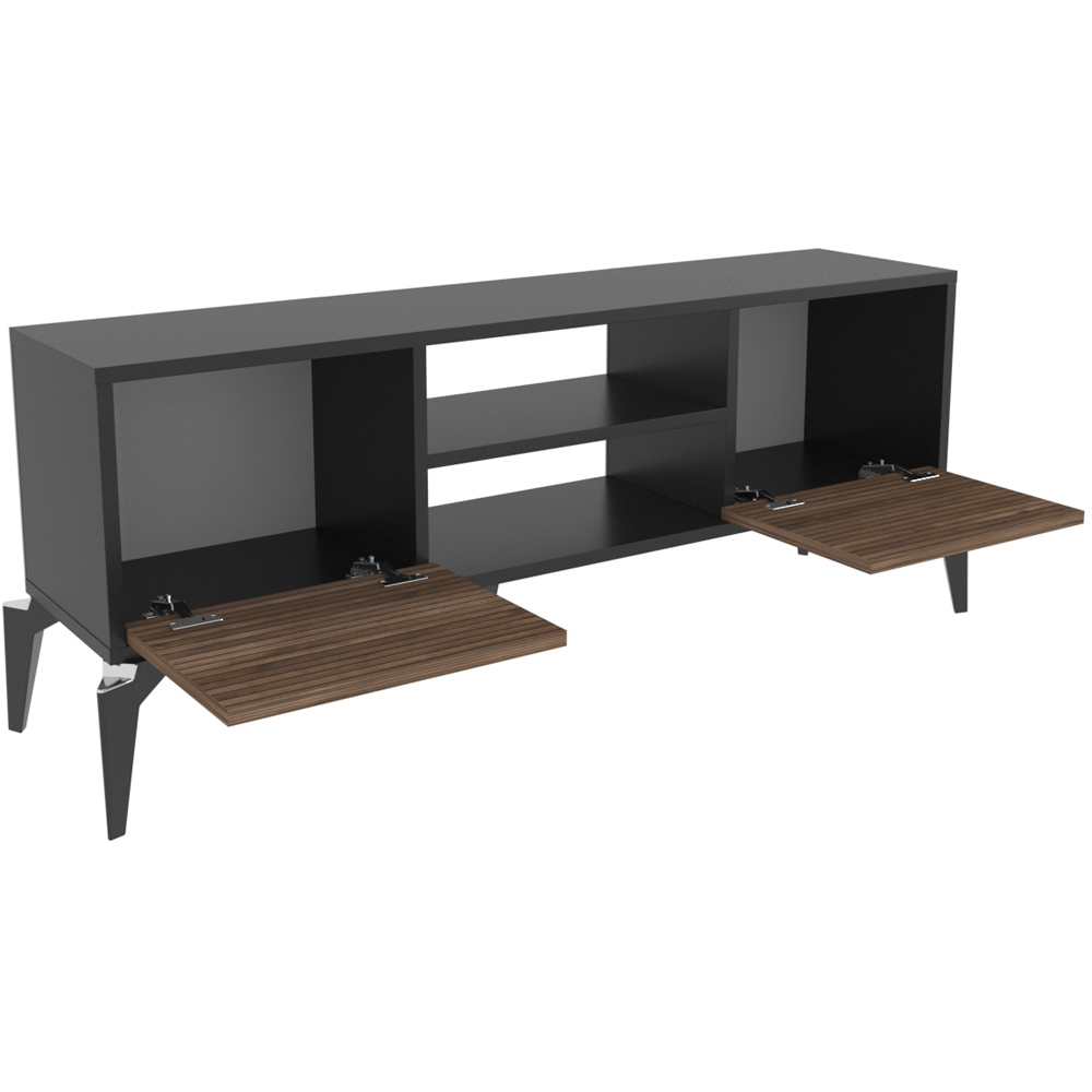Decorotika Lojo 2 Door 2 Shelf Black Alina TV Stand for 50 inch TV Image 3