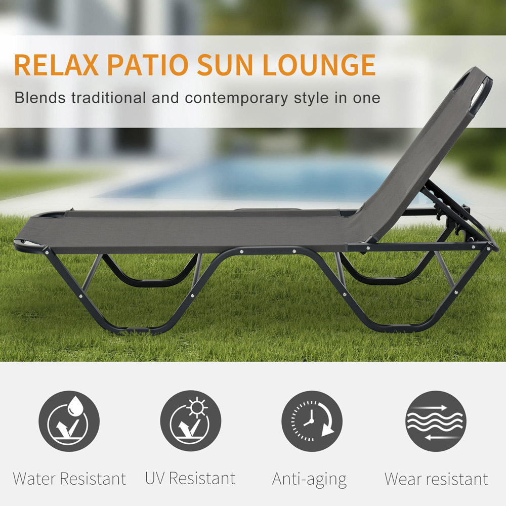 Outsunny Grey Relaxer Recliner Sun Lounger Image 6
