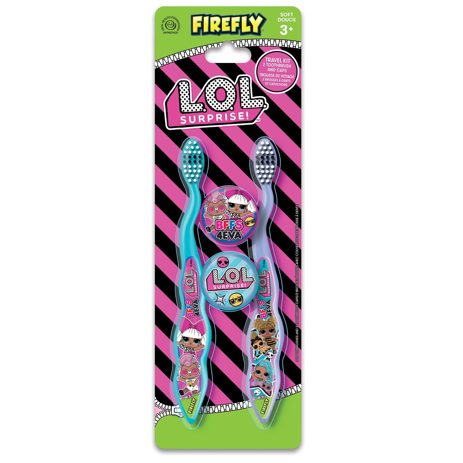 Pack of 2 Firefly L.O.L Surprise Kids Toothbrushes & Caps Image 1