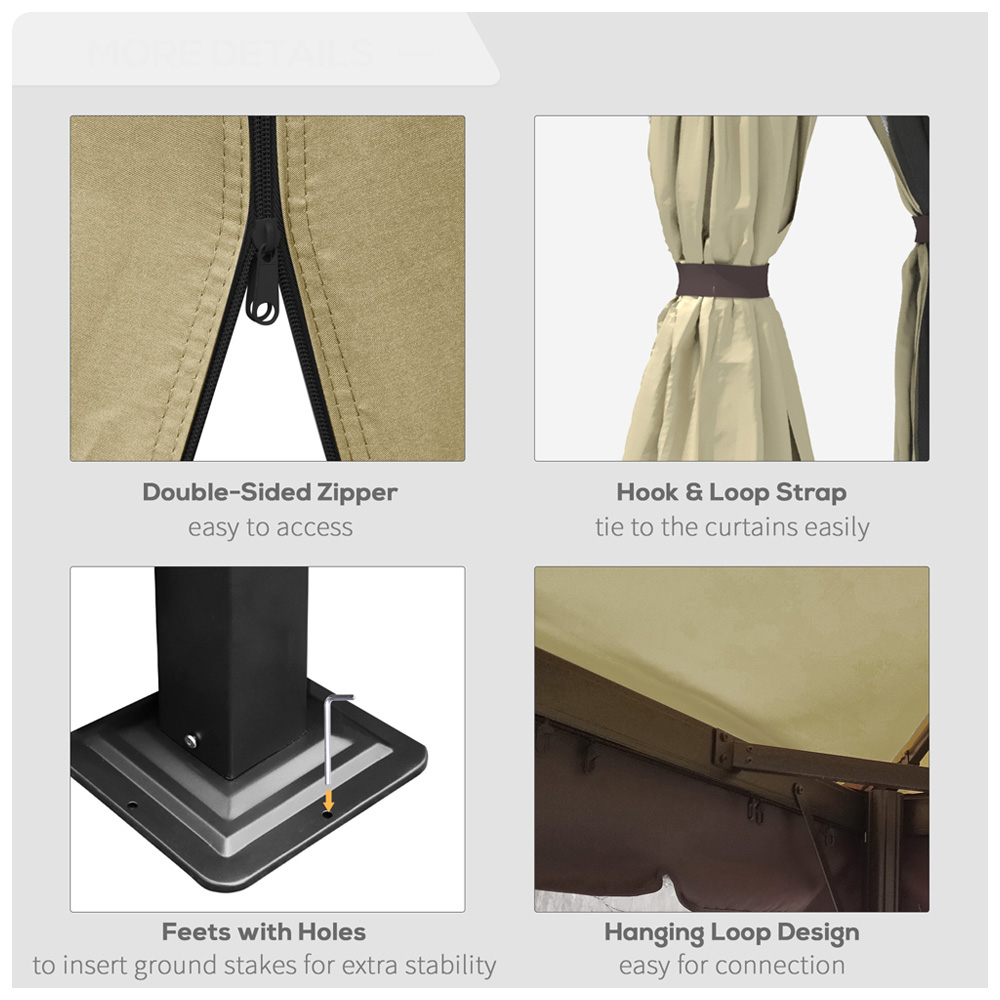 Gazebo Shelter Tent 2 Roof Beige Image 5