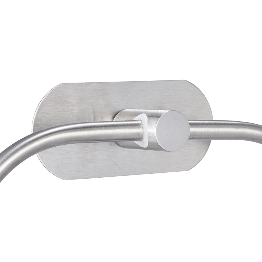 Living and Home Silver Self-Adhesive Stainless Steel Oval Towel Ring 20cm Image 5