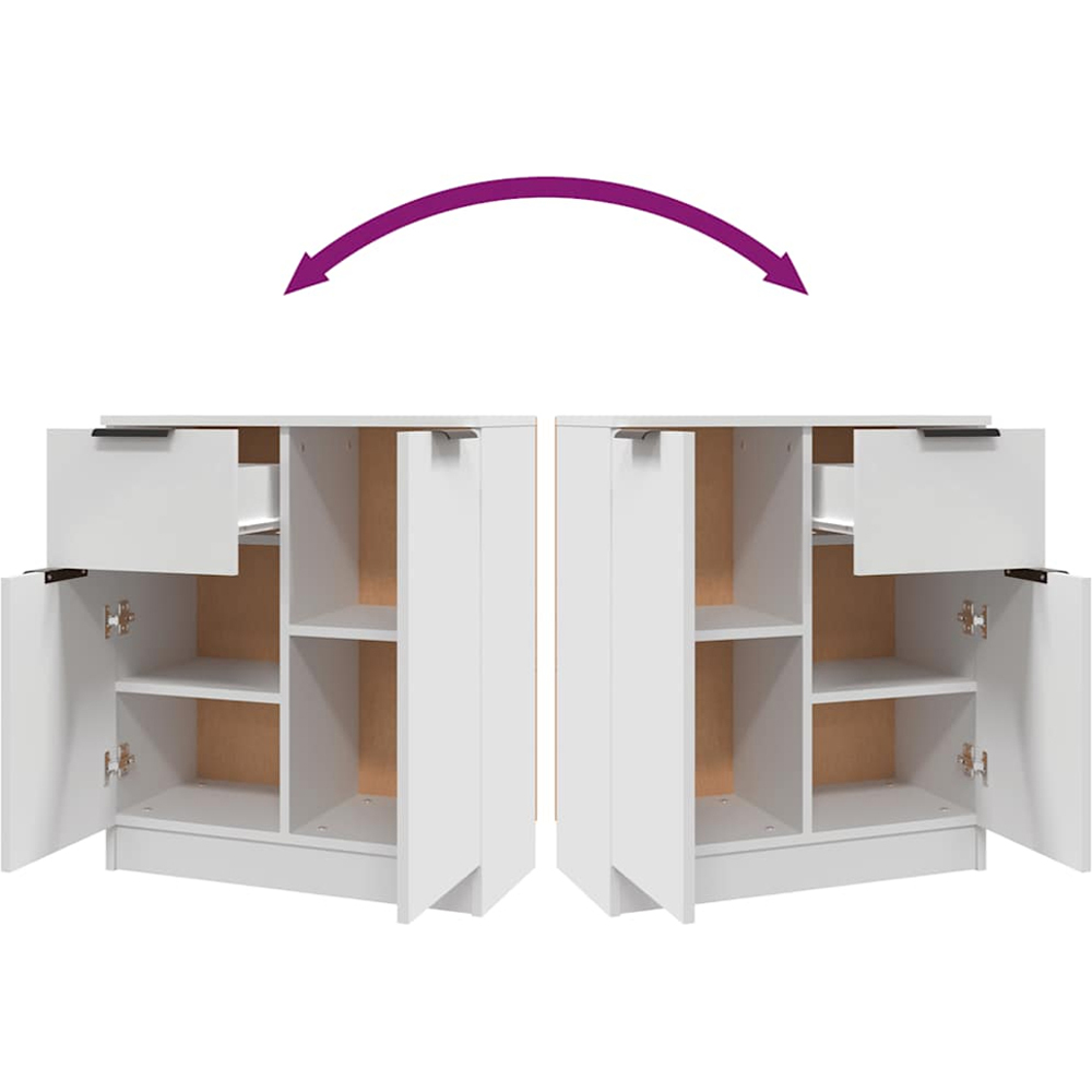 vidaXL 2 Door Single Drawer White Sideboard Image 8