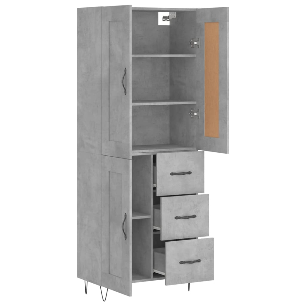 vidaXL 3 Door 3 Drawer Concrete Grey Highboard Image 4