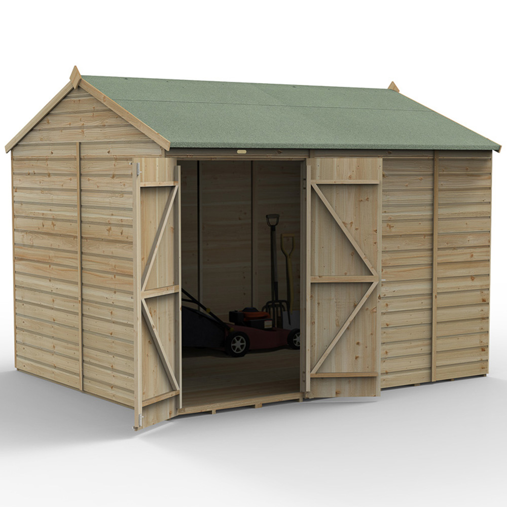 Forest Garden Beckwood 10 x 8ft Double Door Shiplap Reverse Apex Shed Image 3