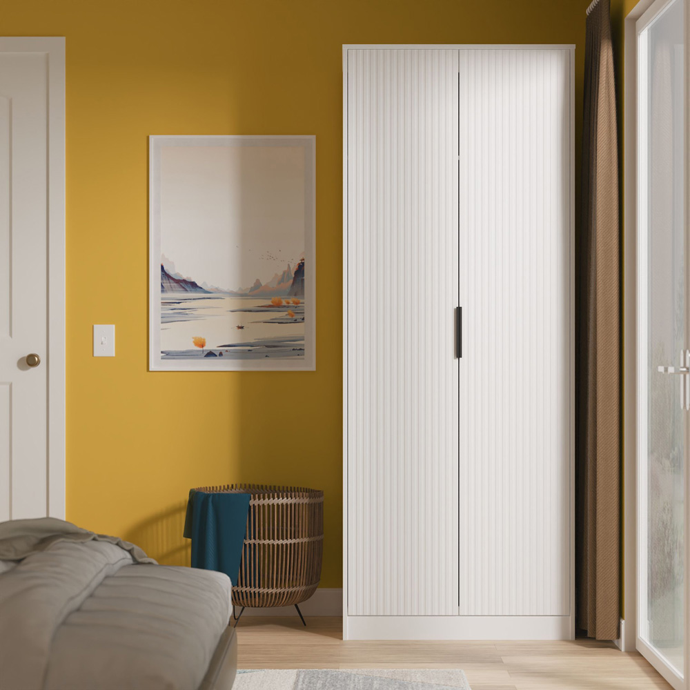 Crowndale Fluted 2 Door White Matt Tall Wardrobe Ready Assembled Image 8