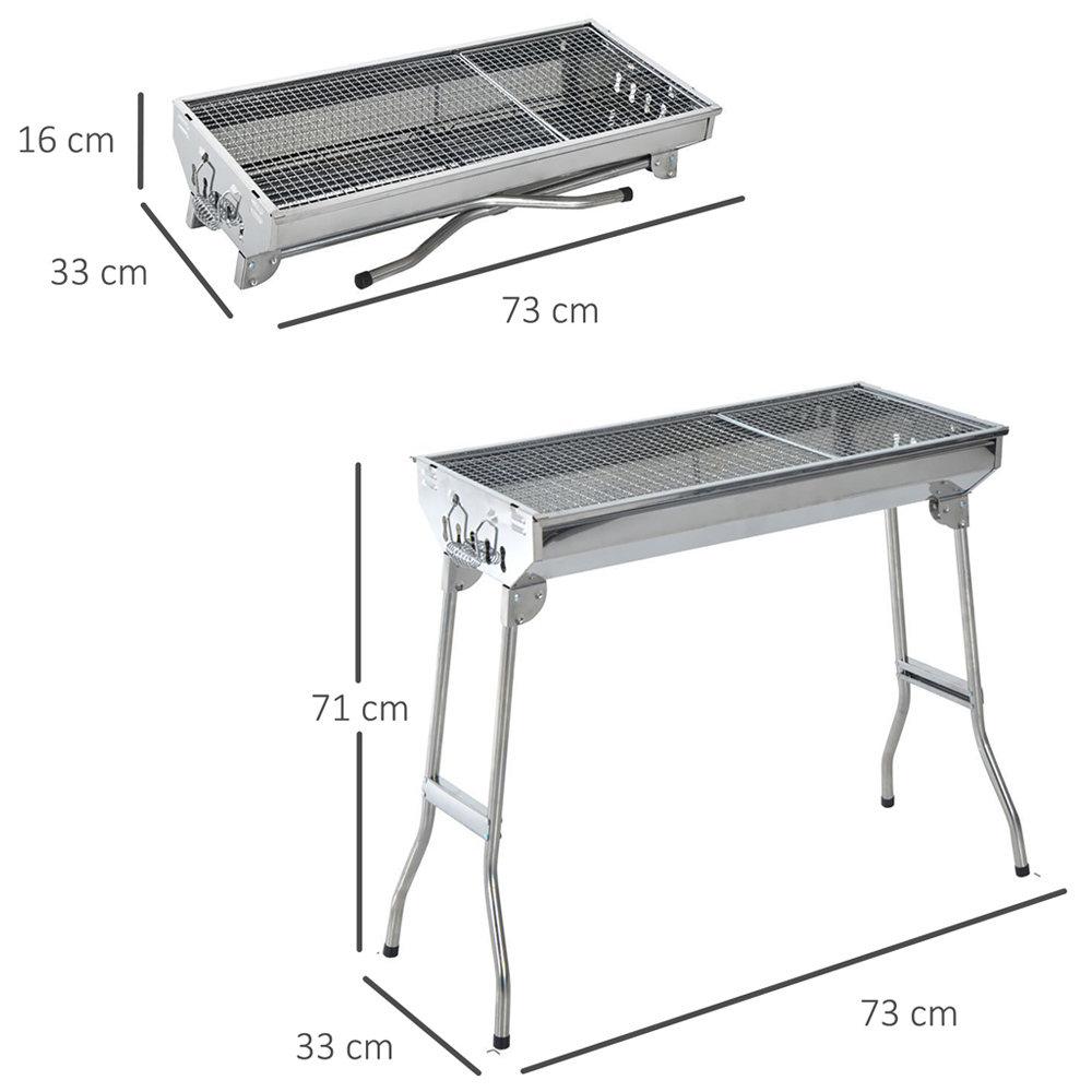 Outsunny Silver Foldable Charcoal Garden BBQ Grill Image 5