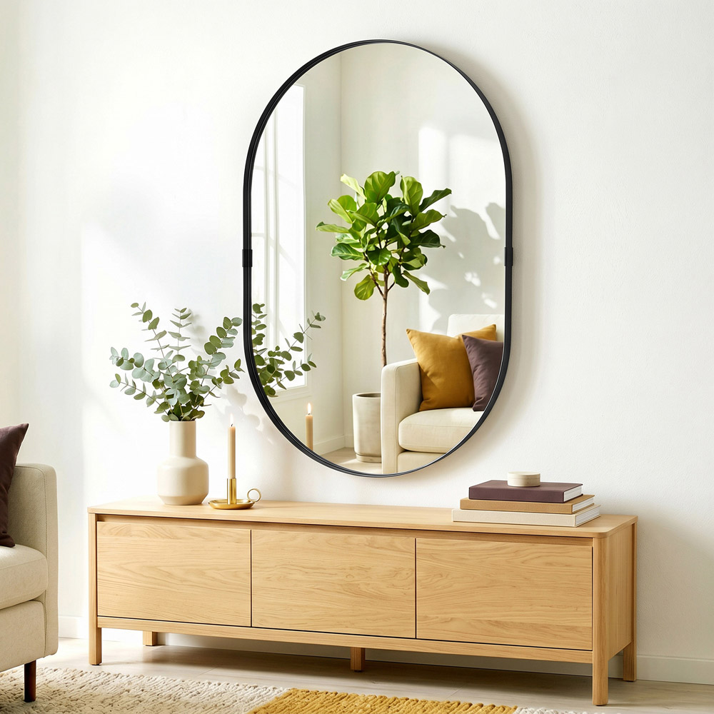 HOMCOM Black Wall Mirror with Elevated Aluminium Alloy Frame 60 x 90cm Image 3