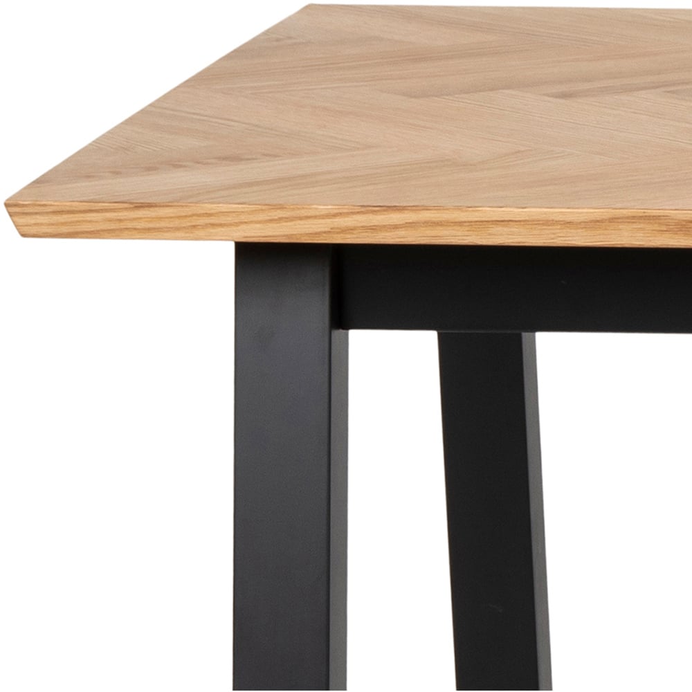 Florence Brighton 6 Seater Herringbone Effect Dining Table Oak Image 5