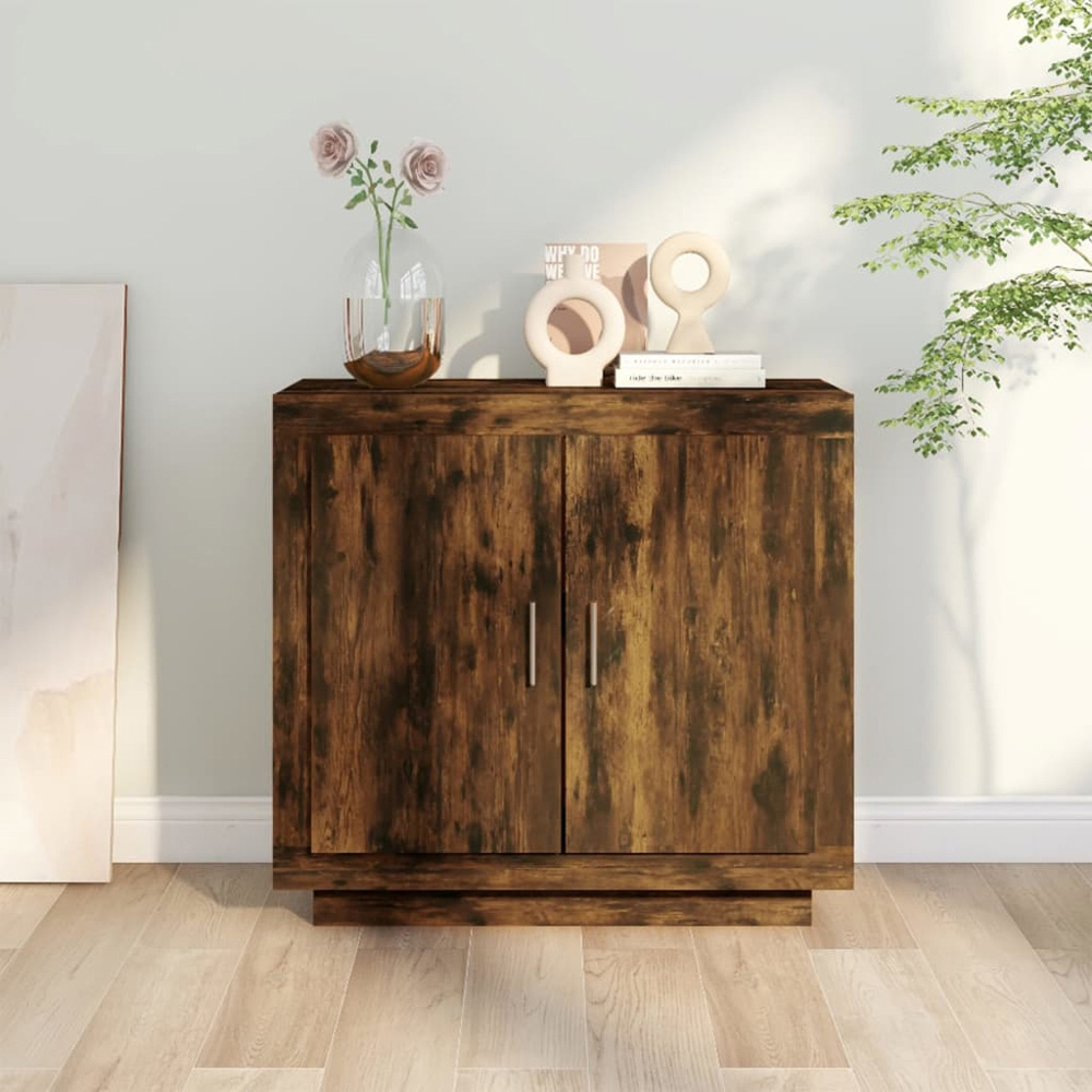 vidaXL 2 Door 2 Shelf Smoked Oak Sideboard Image 3