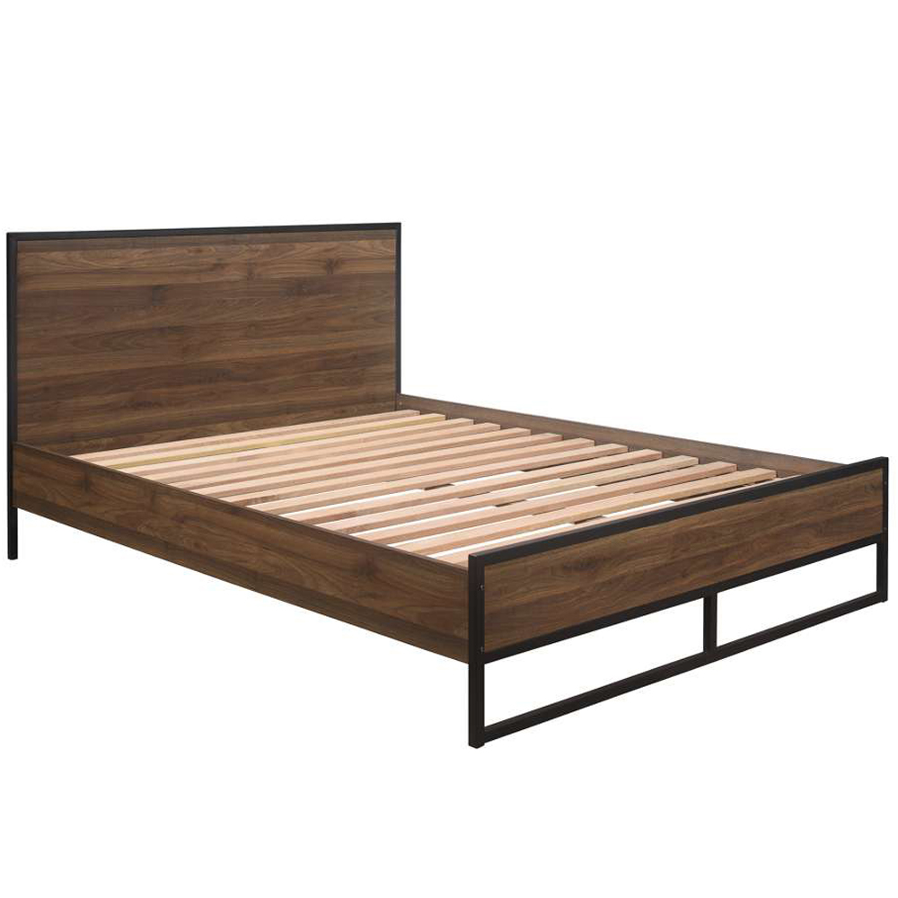 Houston Small Double Walnut Wood Effect Bed Image 2