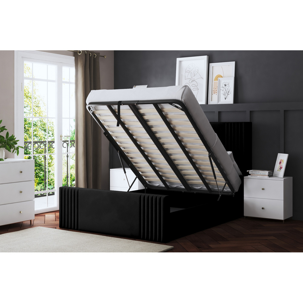 DS Living Elara King Size Black Winged Panel Ottoman Bed with Headboard Image 5