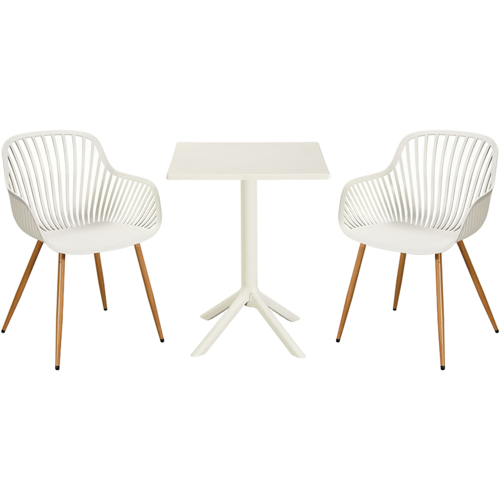 Core Products 2 Seater White Sunray Design Square Plastic Table Garden Bistro Set Image 2