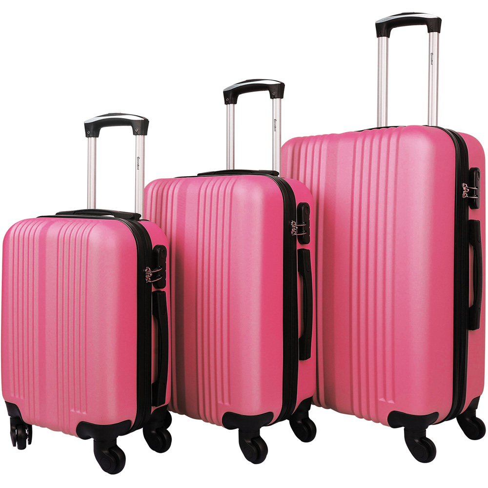 Groundlevel Delta Stripe Set of 3 Pink Luggage Suitcase Image 2