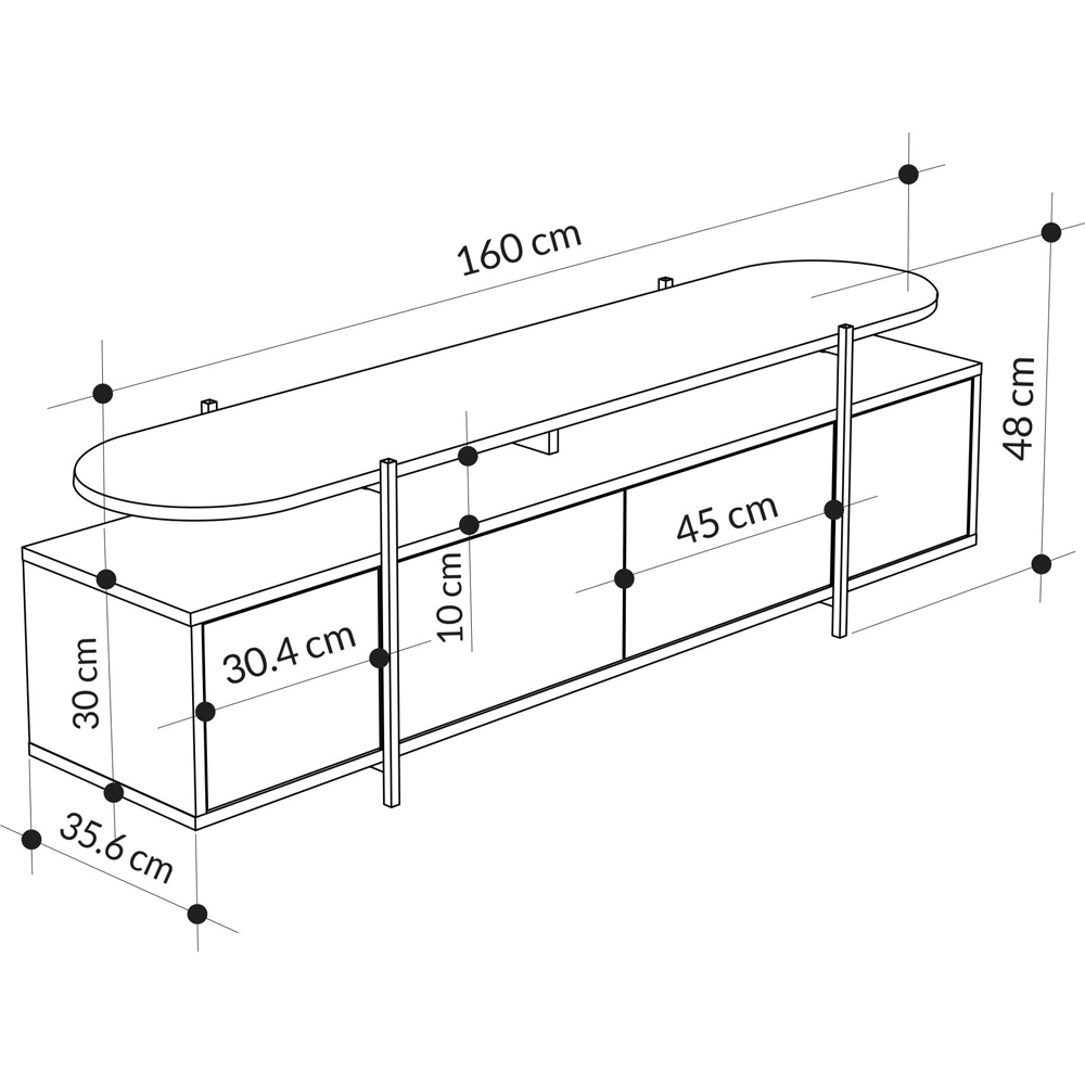 Decortie Hanley 4 Door Black Marble Effect TV Stand Image 8