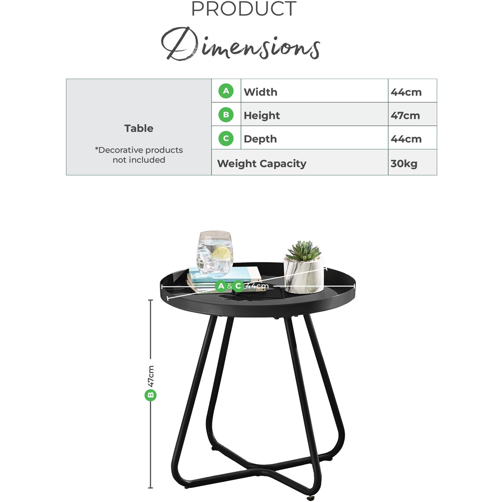 Furniturebox Agen Black Metal Outdoor Round Side Table Image 5