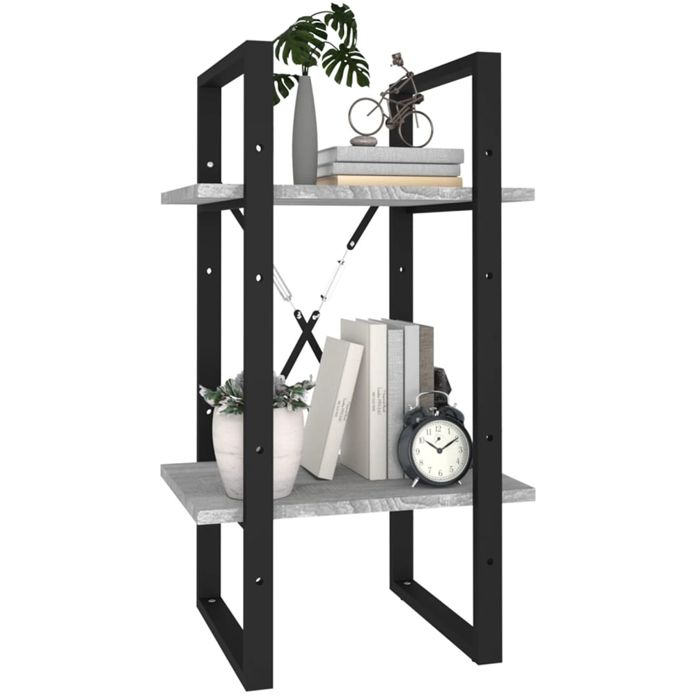 vidaXL 2 Shelf Grey Sonoma Industrial Style Bookcase Image 4