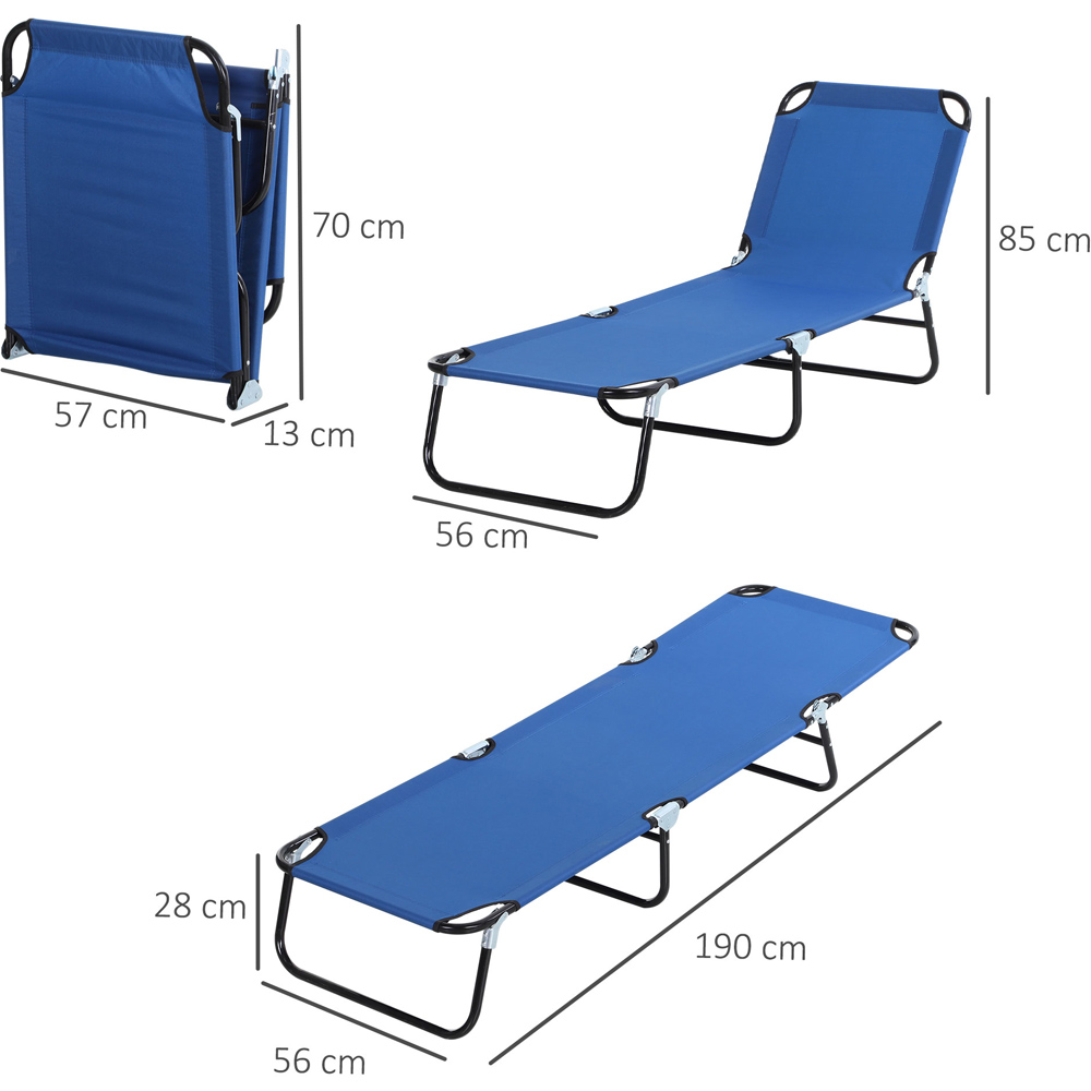 Outsunny Blue Portable Reclining Sun Lounger Image 8