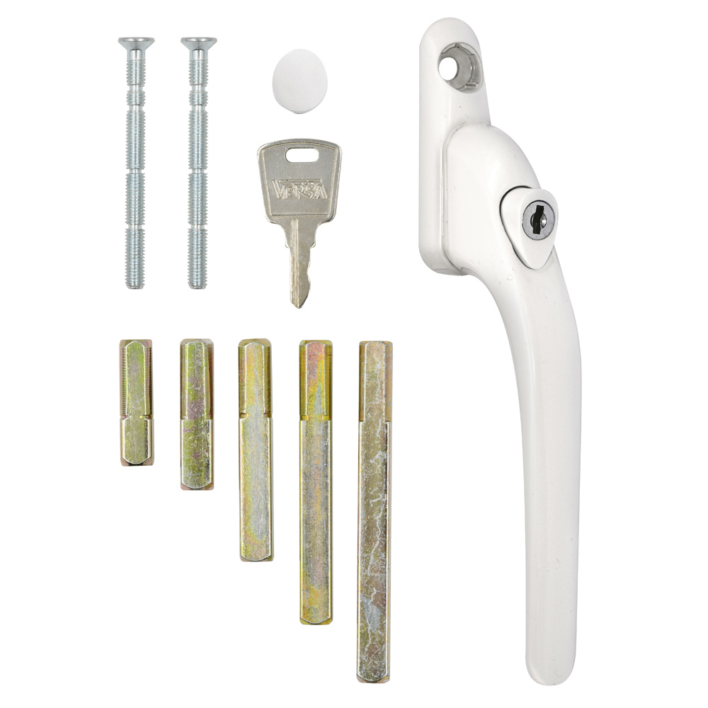 Versa White Lockable Straight Window Handle with 5 Precut Spindles Image 1