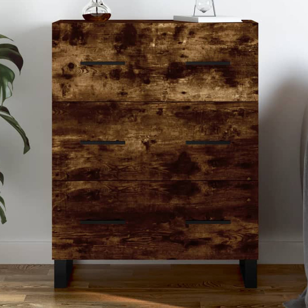 vidaXL 3 Drawer Smoked Oak Sideboard Image 1