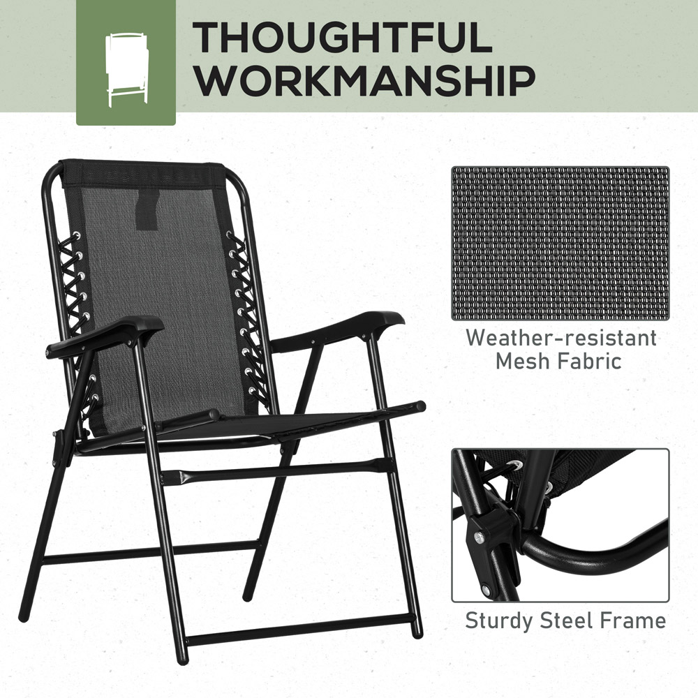 Outsunny Set of 2 Black Outdoor Foldable Chairs Image 6