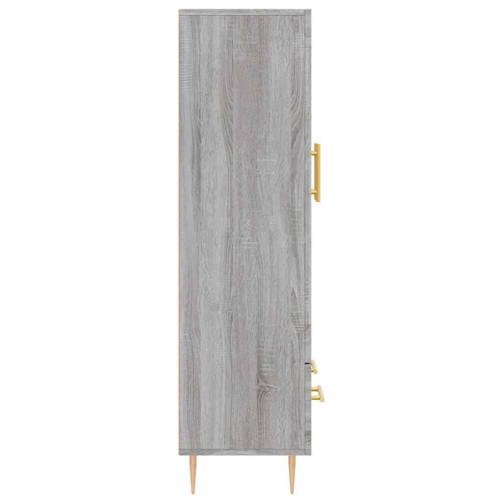 vidaXL 2 Glass Door Single Drawer Grey Sonoma Highboard Image 7