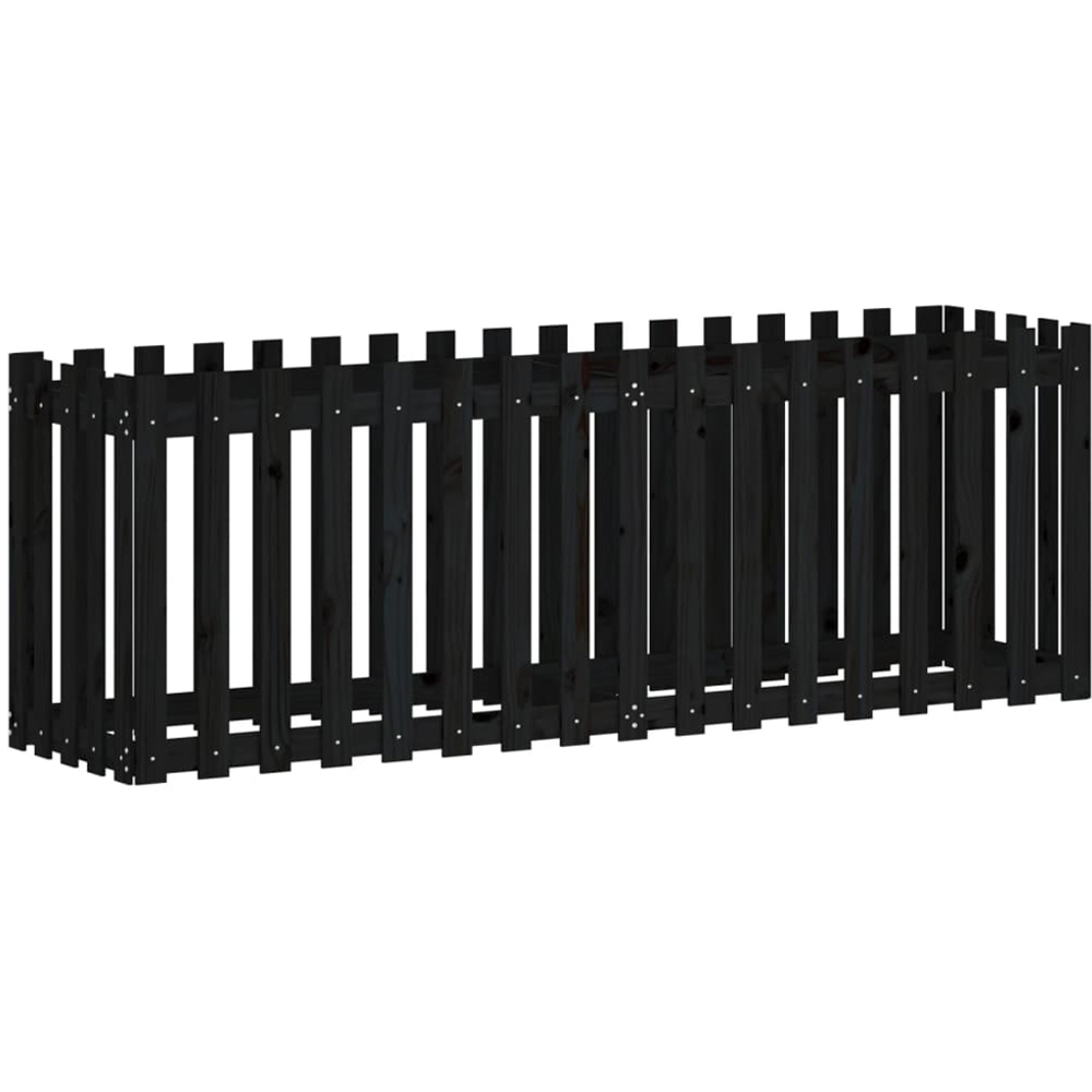 vidaXL Black Pine Wood Raised Garden Bed 70 x 50 x 200cm Image 1