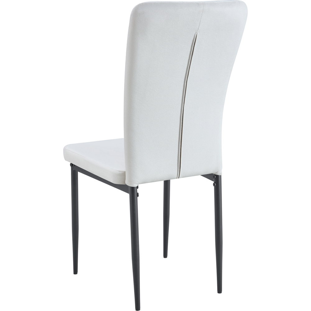 Elle Set of 6 Beige Velvet Effect Plush Padded Upholstered Dining Chair Image 5