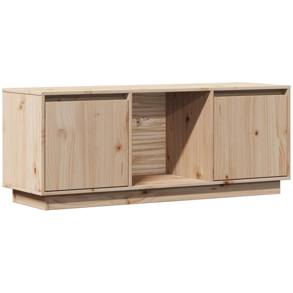 vidaXL 2 Door Single Shelf Natural Solid Pine Wood TV Cabinet Image 3