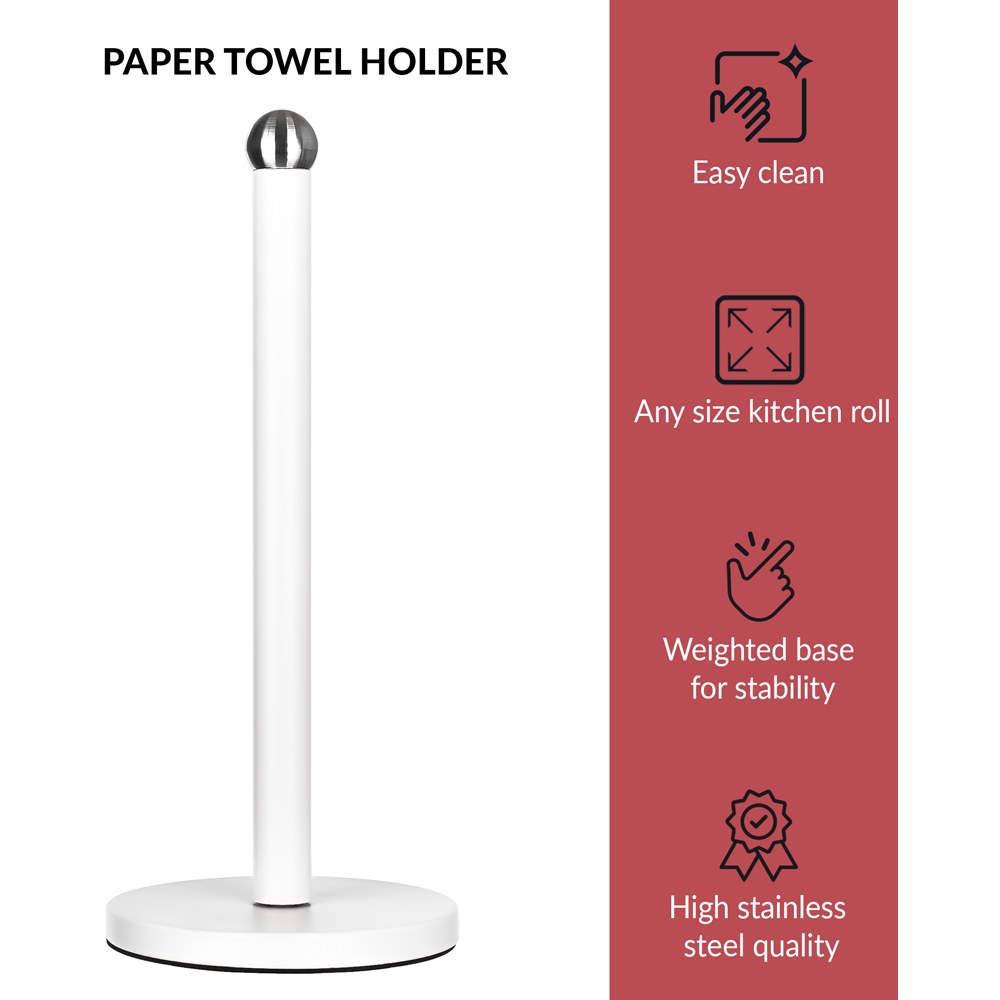 Innoteck Essentials Matt White Kitchen Paper Towel Holder Image 4