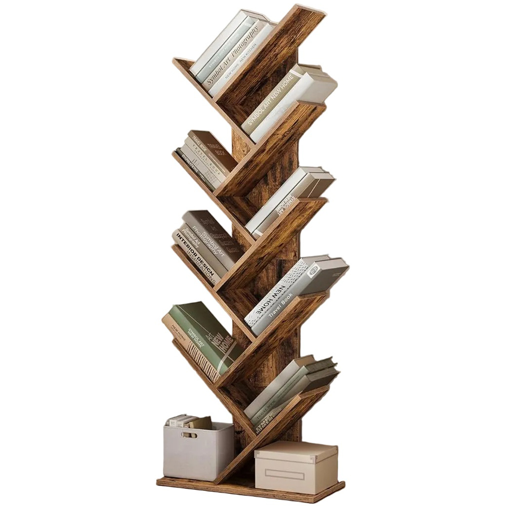 Modcraft 8-Tier Rustic Brown Free-Standing Tree Bookshelf Image 2