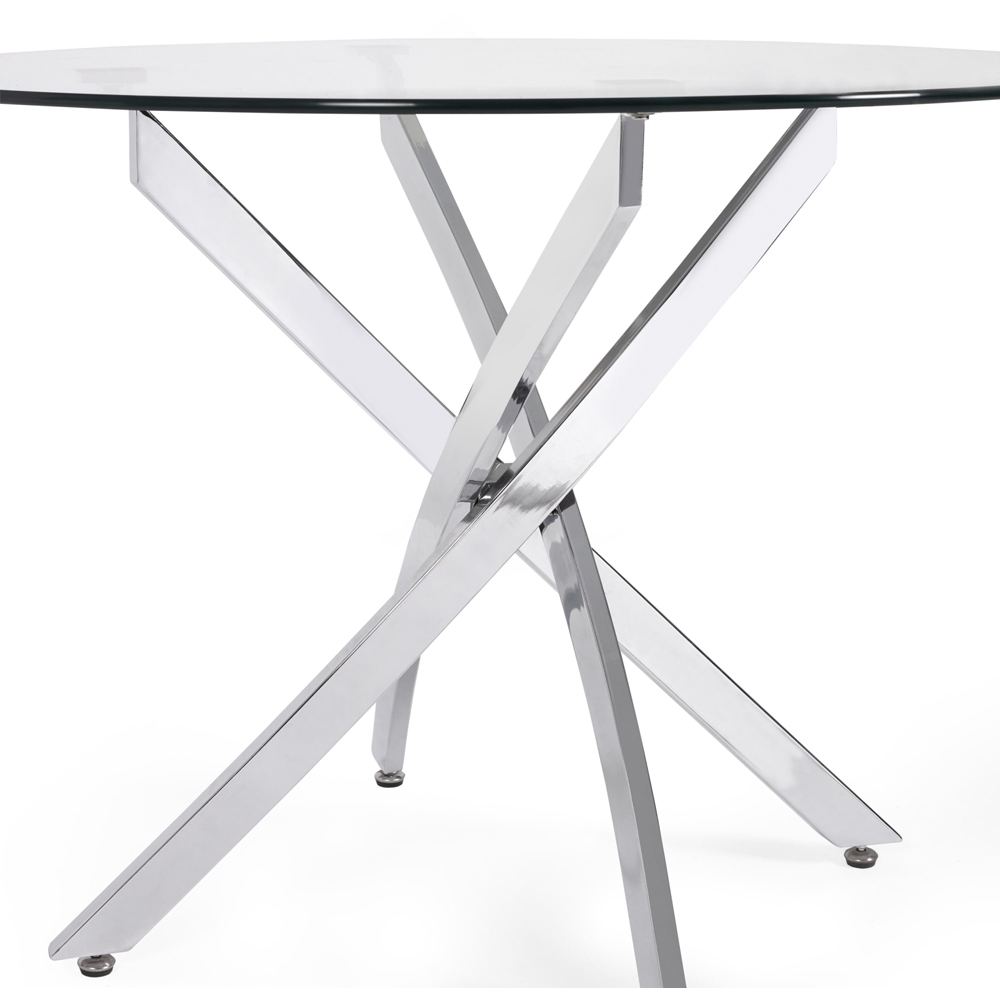 Julian Bowen Anderson 4 Seater Round Glass Dining Table Chrome Image 4