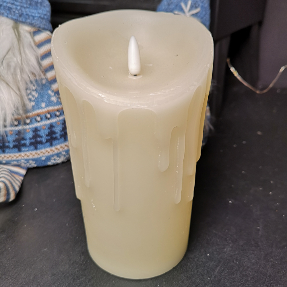 Premier FlickaBrights Cream Flickering Flame Melted Effect LED Candle Christmas Decoration 18cm Image 5