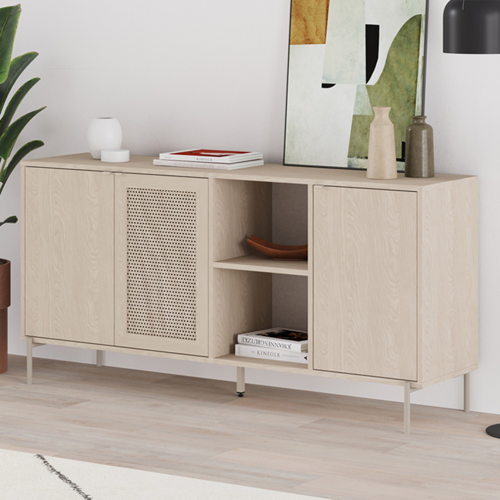 Decortie New Inca 3 Door 2 Shelf Pusula Sandstone Metal Sideboard Image 1